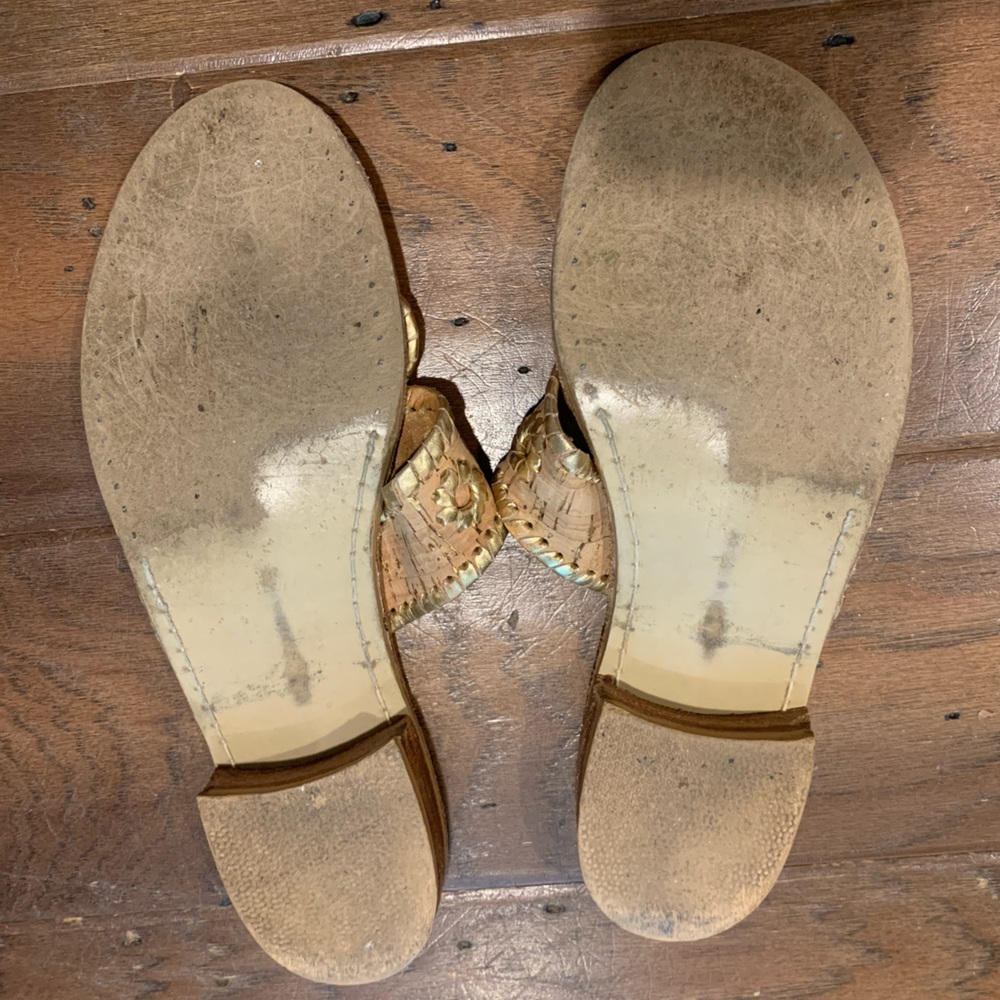 Jack Rogers Cork Gold Jacks Flat Sandals 8 - Picture 4 of 6